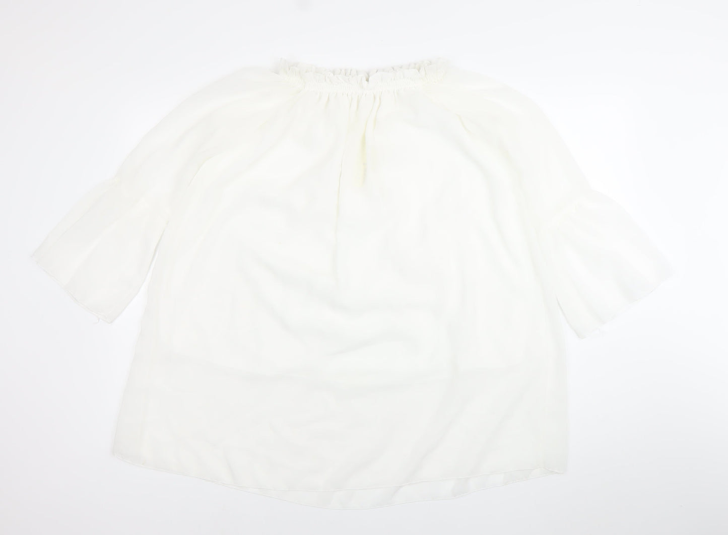 Liang E Liang Ying Womens White Chiffon Off Shoulder Tunic Blouse Size M