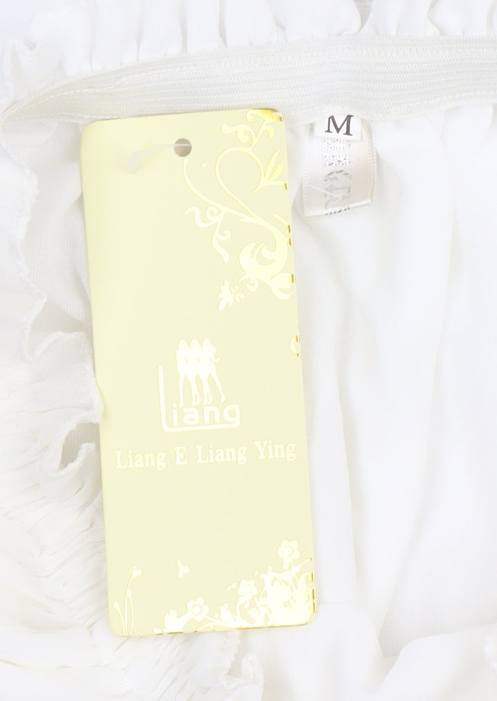 Liang E Liang Ying Womens White Chiffon Off Shoulder Tunic Blouse Size M