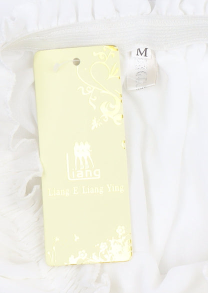 Liang E Liang Ying Womens White Chiffon Off Shoulder Tunic Blouse Size M
