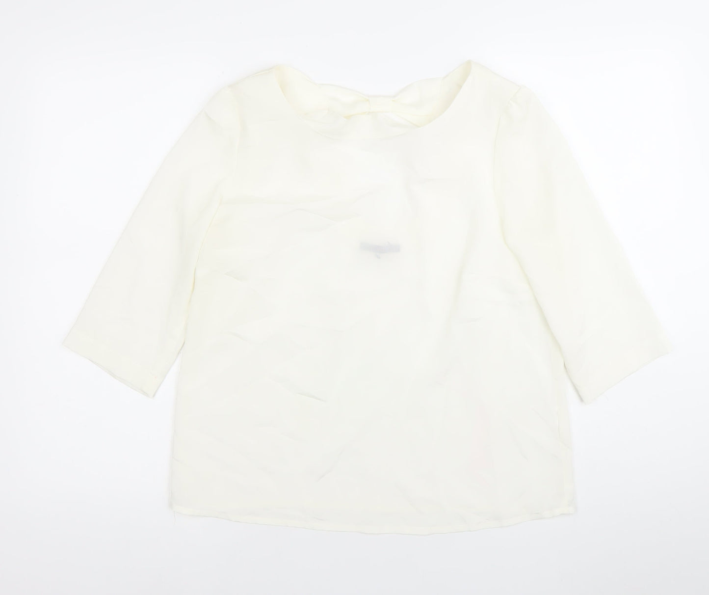 Tinar Women’s Ivory Blouse Size 14 Scoop Neck 3/4 Sleeve