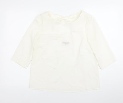 Tinar Women’s Ivory Blouse Size 14 Scoop Neck 3/4 Sleeve