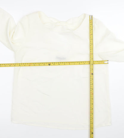 Tinar Women’s Ivory Blouse Size 14 Scoop Neck 3/4 Sleeve