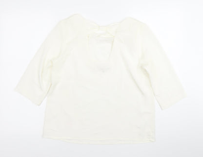 Tinar Women’s Ivory Blouse Size 14 Scoop Neck 3/4 Sleeve
