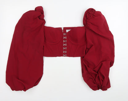 Womens UK Size 8 Oh Polly Red Cropped Blouse