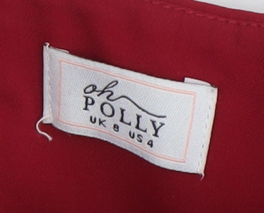 Womens UK Size 8 Oh Polly Red Cropped Blouse