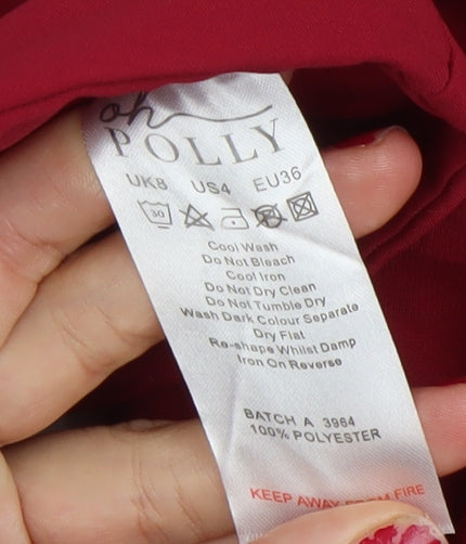 Womens UK Size 8 Oh Polly Red Cropped Blouse