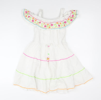 Johnnie b Teens White Embroidered Skater Dress Size 8 Sleeveless Summer