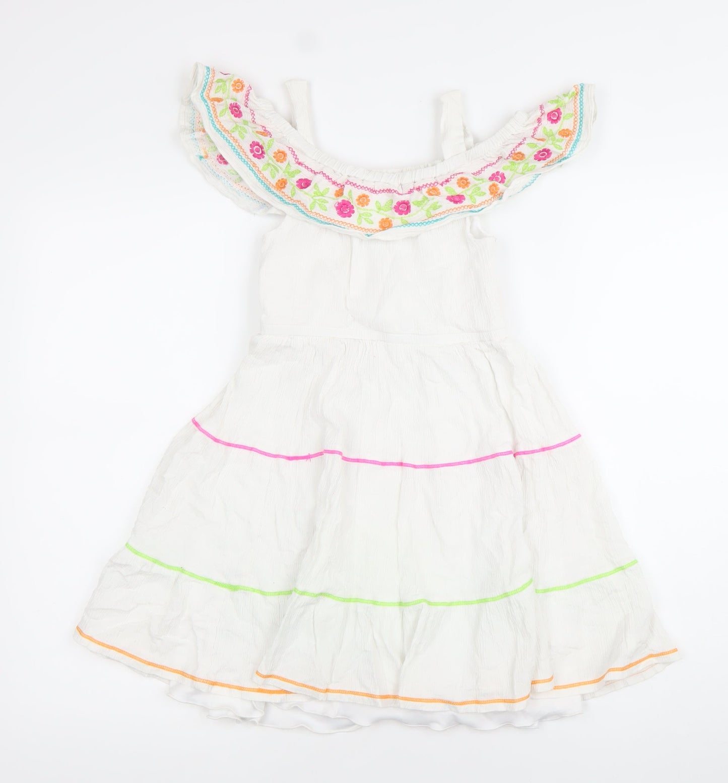 Johnnie b Teens White Embroidered Skater Dress Size 8 Sleeveless Summer
