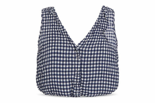 Front view of ASOS Women’s Blue Check Cropped Sleeveless Blouse UK 12
