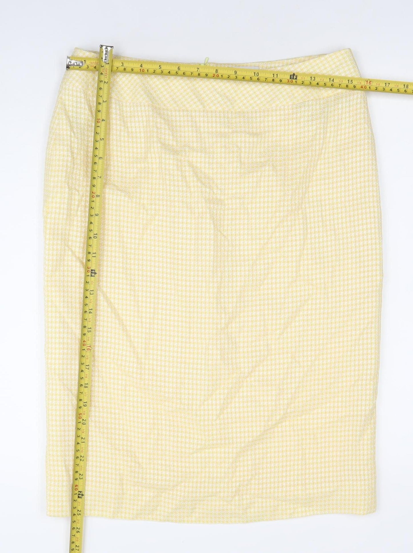 Caroline Charles Women Yellow Wool Blend Pencil Skirt UK 14