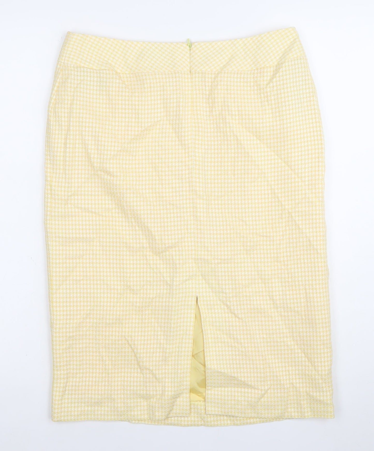 Caroline Charles Women Yellow Wool Blend Pencil Skirt UK 14