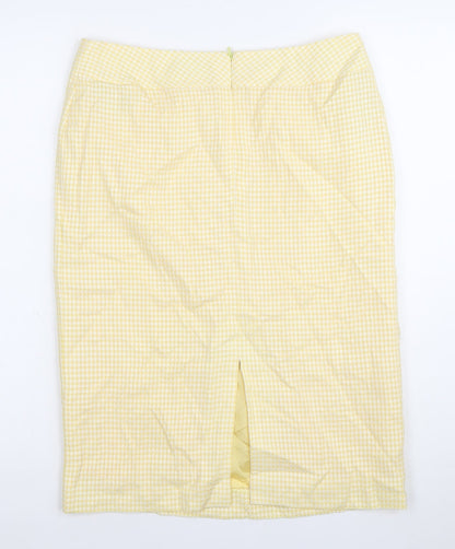 Caroline Charles Women Yellow Wool Blend Pencil Skirt UK 14