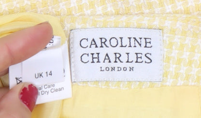 Caroline Charles Women Yellow Wool Blend Pencil Skirt UK 14