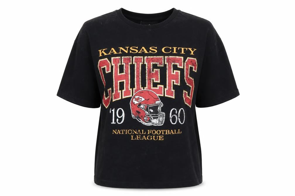 Front view of Marks & Spencer Teens Black Cotton Kansas City Chiefs T-Shirt, size 10