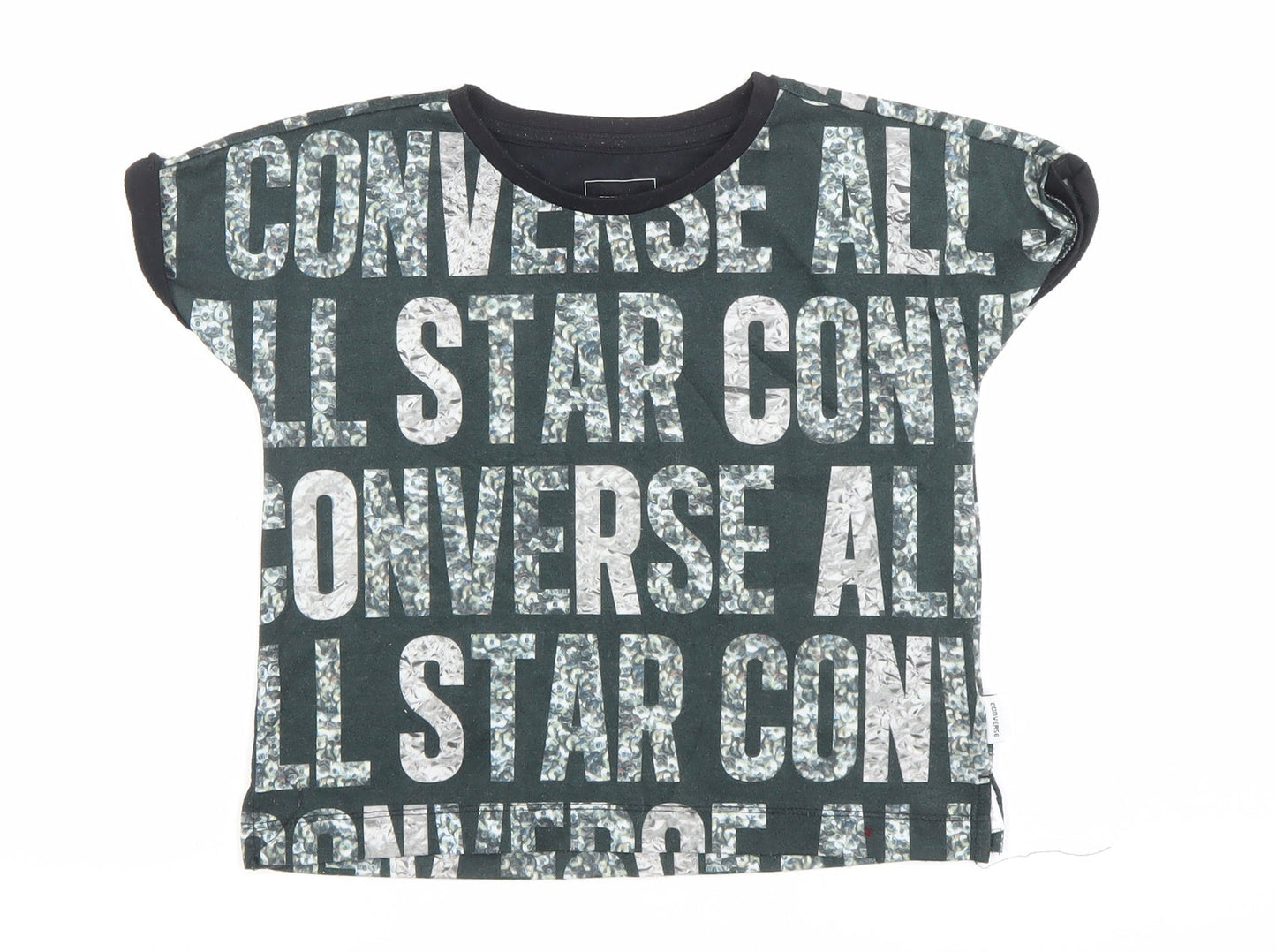Converse Girls Black Graphic Logo T-Shirt 8-10 Years Casual Crew Neck