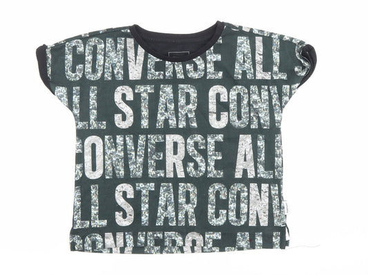 Converse Girls Black Graphic Logo T-Shirt 8-10 Years Casual Crew Neck