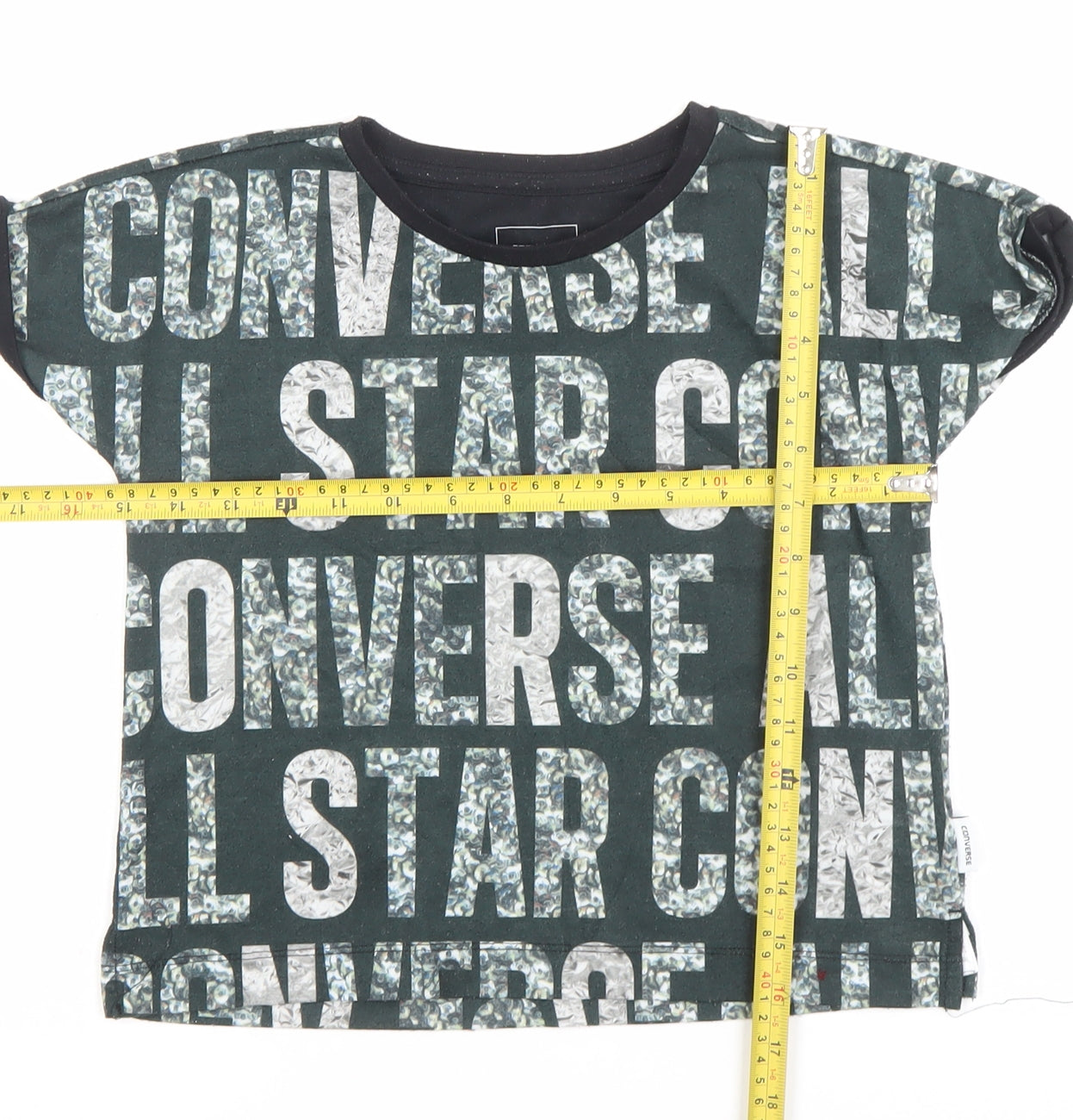 Converse Girls Black Graphic Logo T-Shirt 8-10 Years Casual Crew Neck