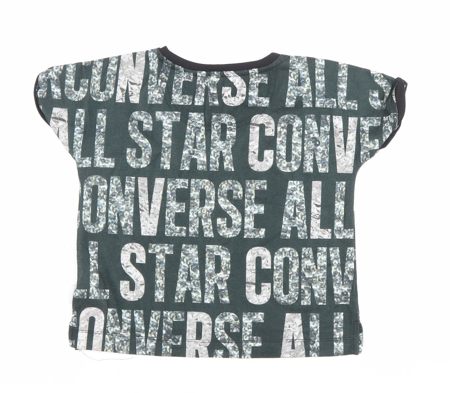Converse Girls Black Graphic Logo T-Shirt 8-10 Years Casual Crew Neck