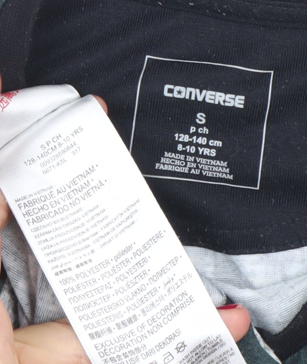 Converse Girls Black Graphic Logo T-Shirt 8-10 Years Casual Crew Neck