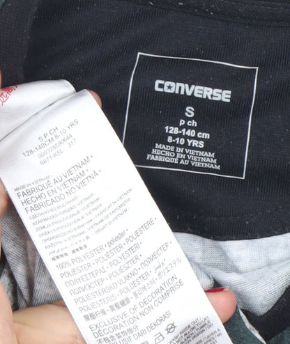 Converse Girls Black Graphic Logo T-Shirt 8-10 Years Casual Crew Neck
