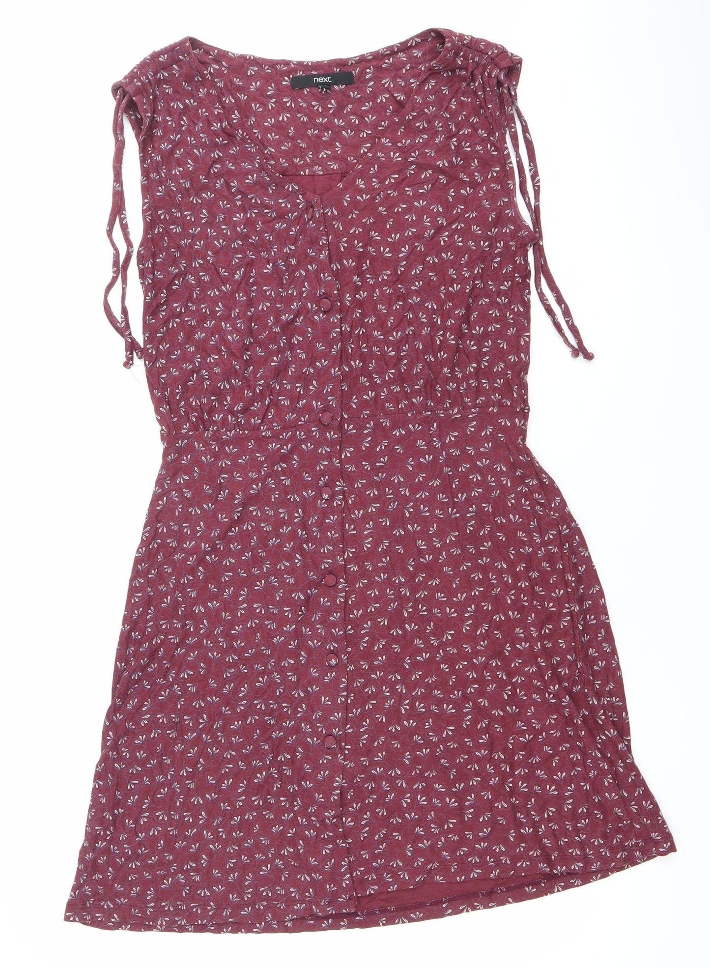 Next Womens Red Floral Knee Length A-Line Dress Size 12