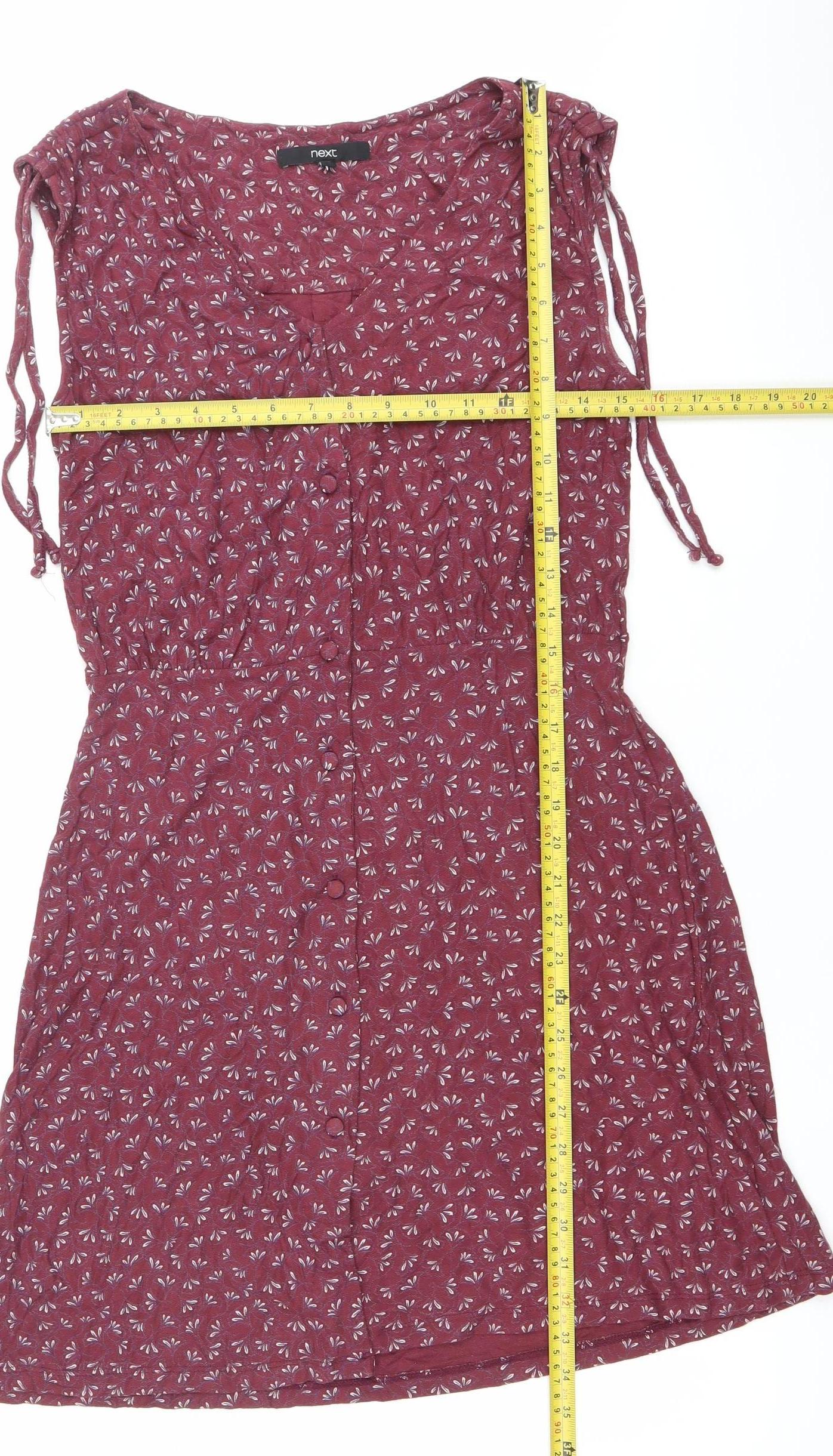 Next Womens Red Floral Knee Length A-Line Dress Size 12