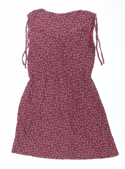 Next Womens Red Floral Knee Length A-Line Dress Size 12