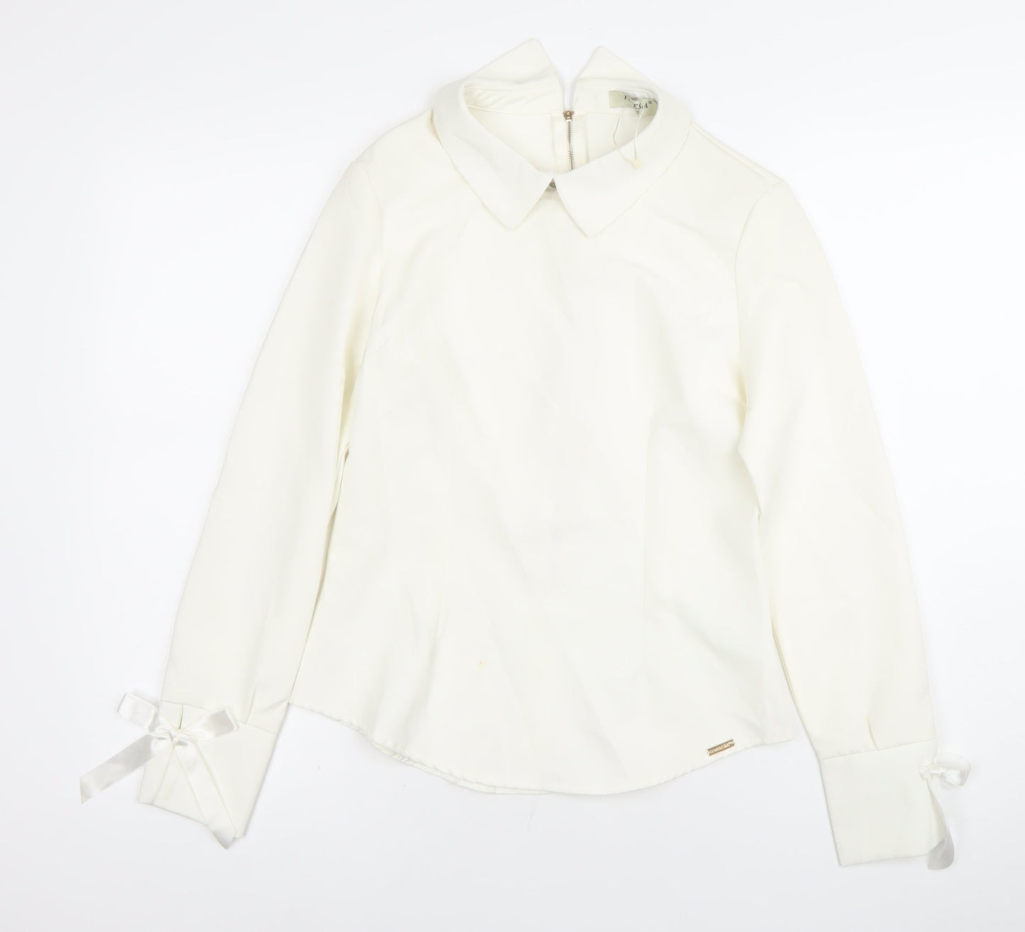 Freesia Paris Women’s Ivory Collared Long Sleeve Blouse M