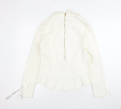 Freesia Paris Women’s Ivory Collared Long Sleeve Blouse M