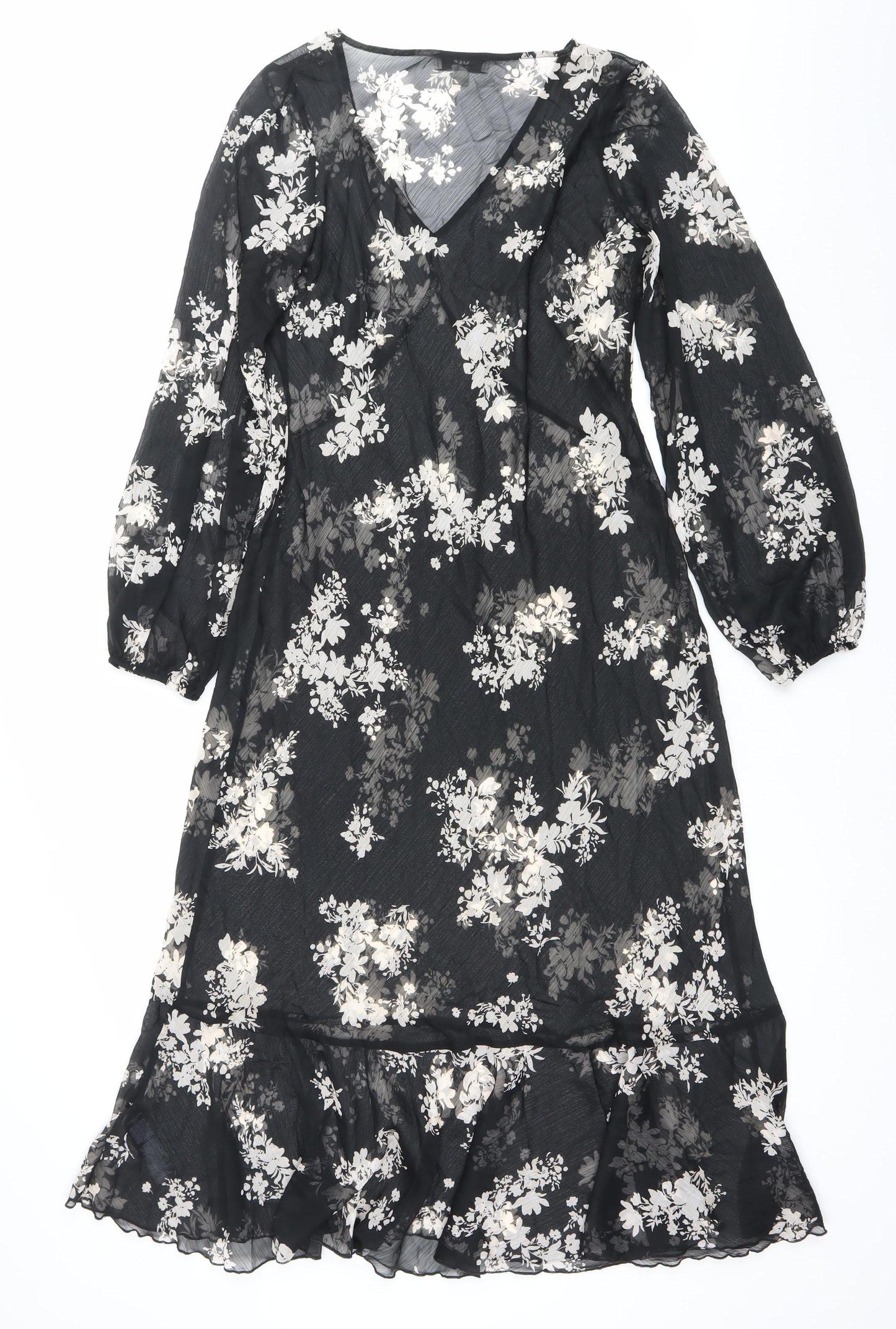 Marks and Spencer Women’s Black Floral A-Line Dress Size 12
