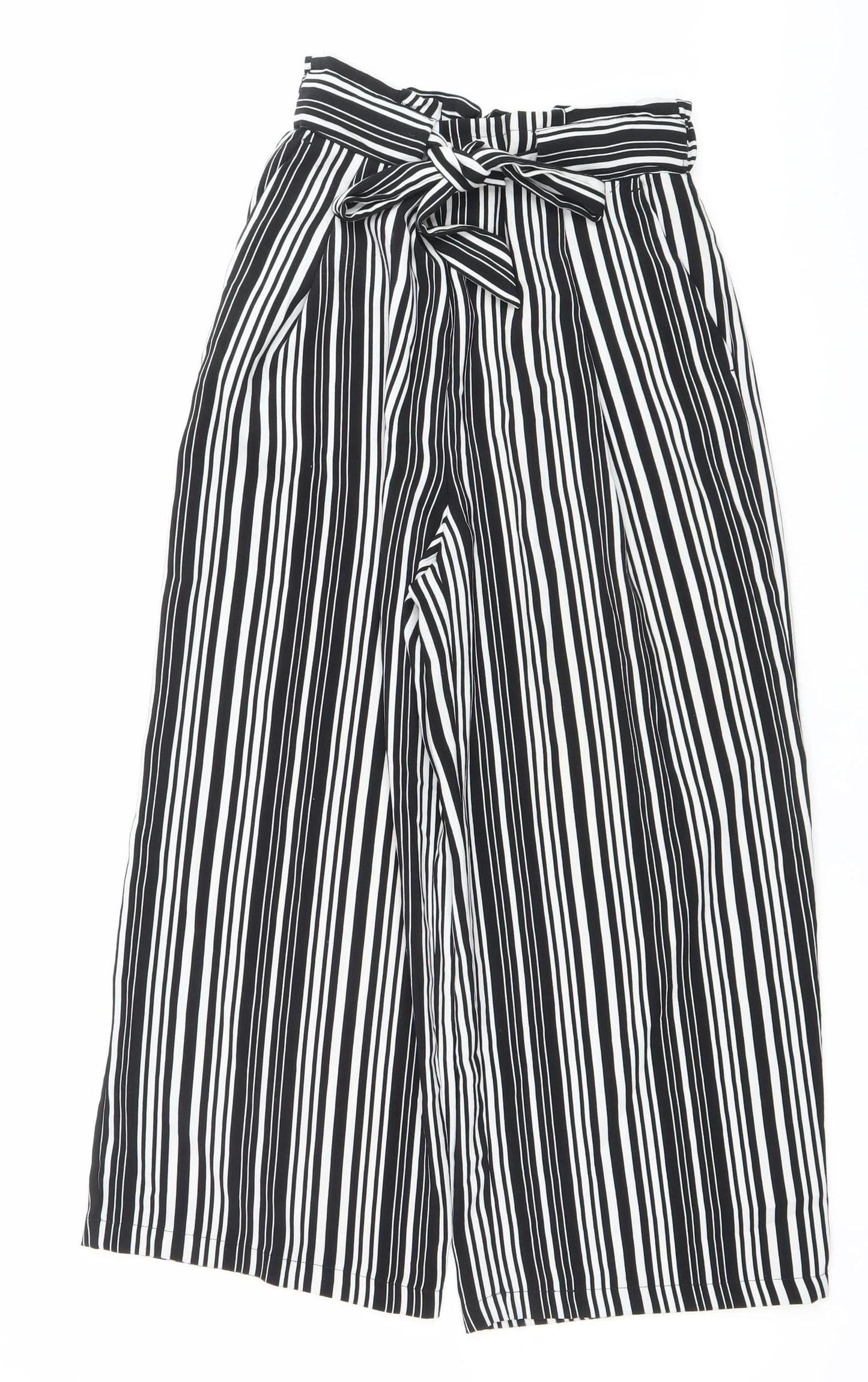 Womens UK Size 8 New Look Relaxed Fit Paperbag Black Trousers