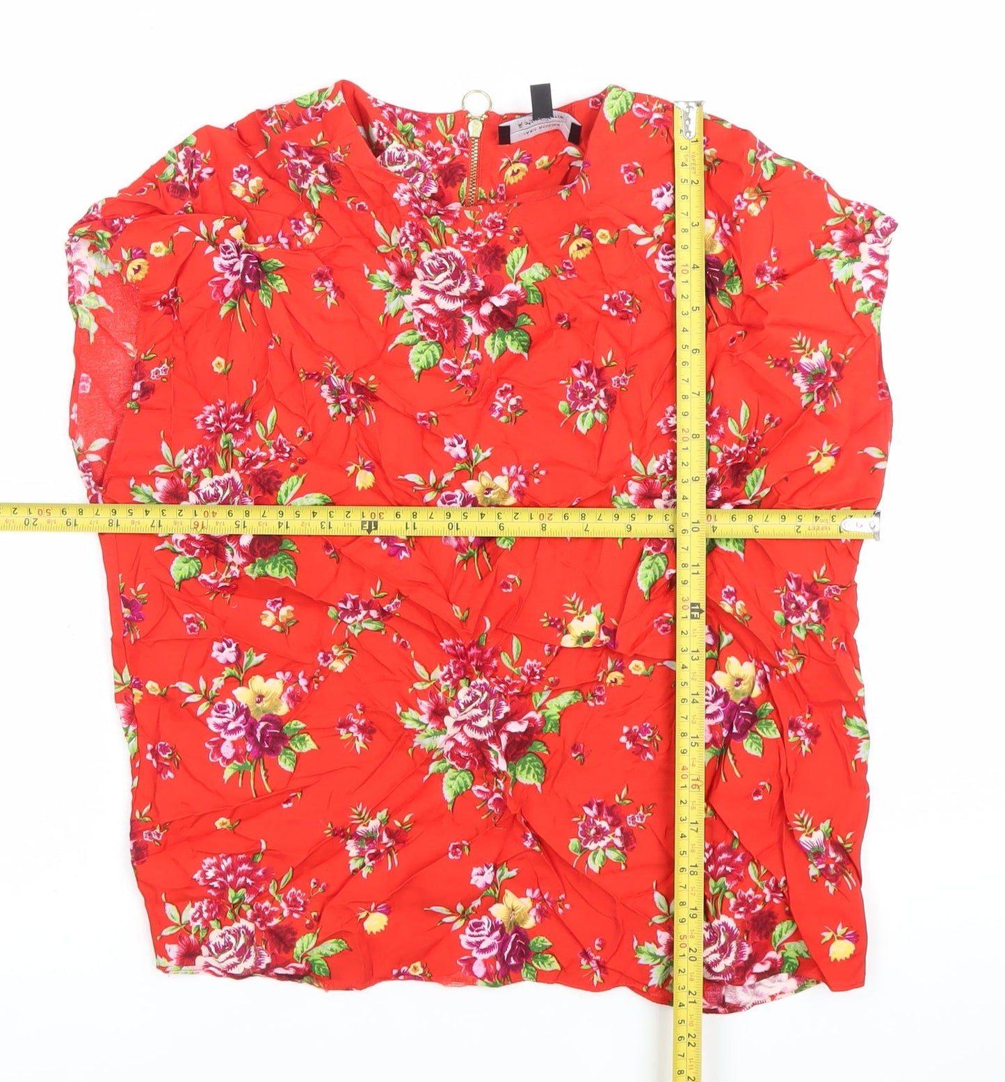 Bouton D'or Paris Atelier Womens Red Floral Blouse Size 10