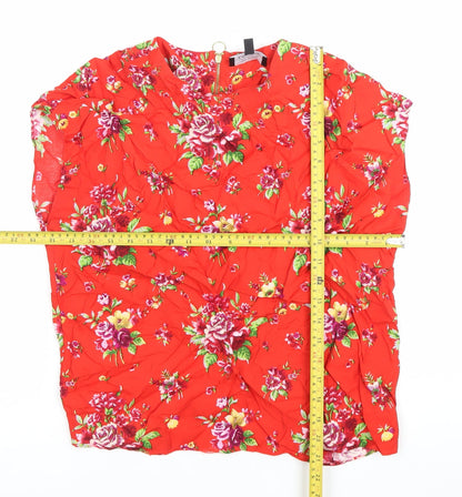 Bouton D'or Paris Atelier Womens Red Floral Blouse Size 10