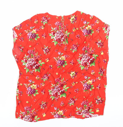 Bouton D'or Paris Atelier Womens Red Floral Blouse Size 10