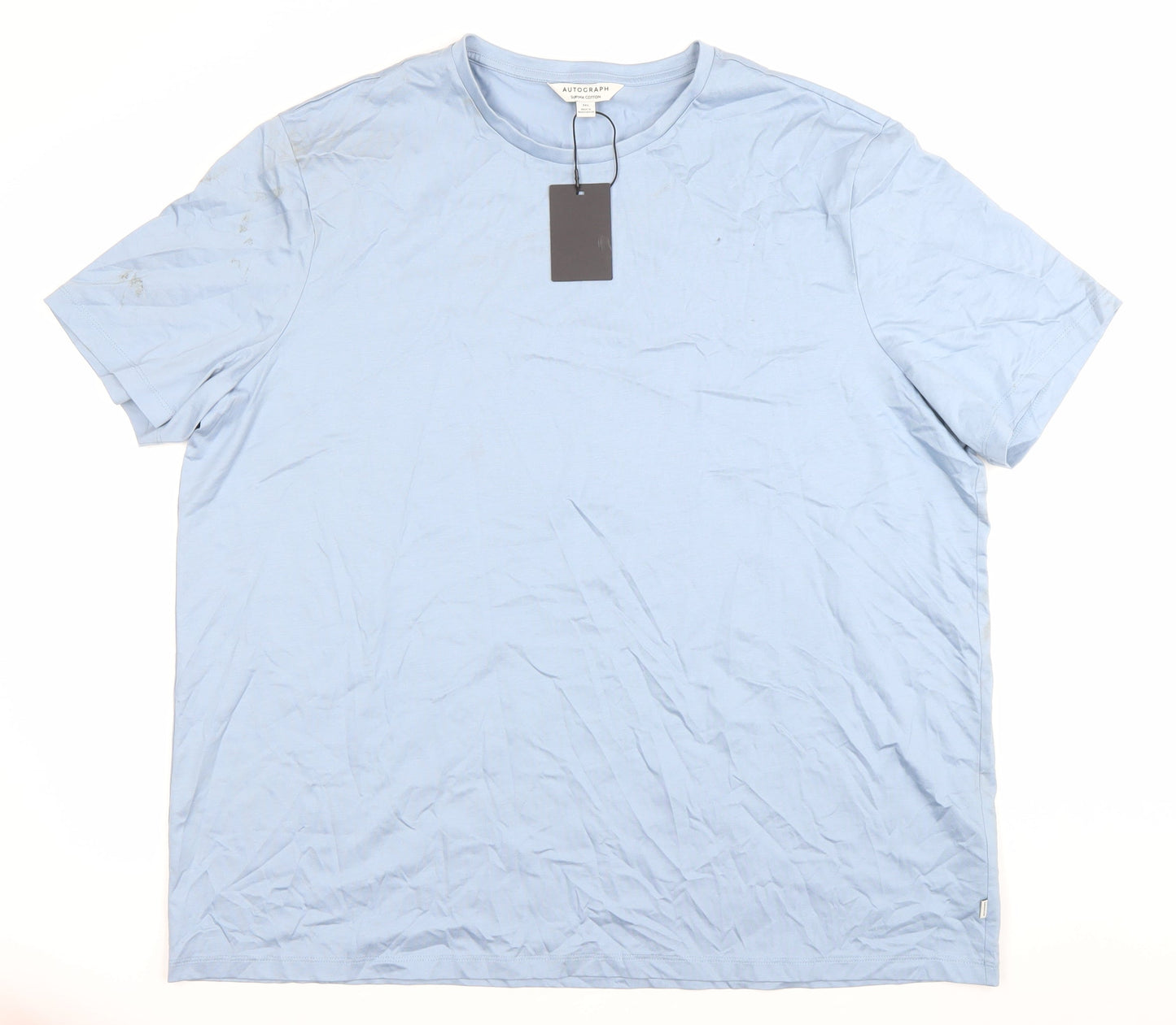 Marks and Spencer Autograph Men's Blue 3XL Cotton Crew Neck T-Shirt