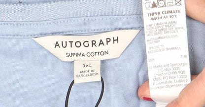 Marks and Spencer Autograph Men's Blue 3XL Cotton Crew Neck T-Shirt