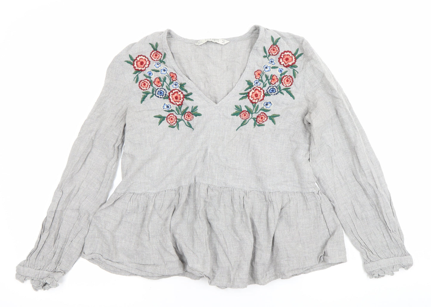 Womens UK Size S Zara Grey Tunic Blouse