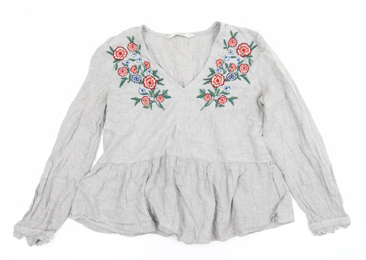 Womens UK Size S Zara Grey Tunic Blouse