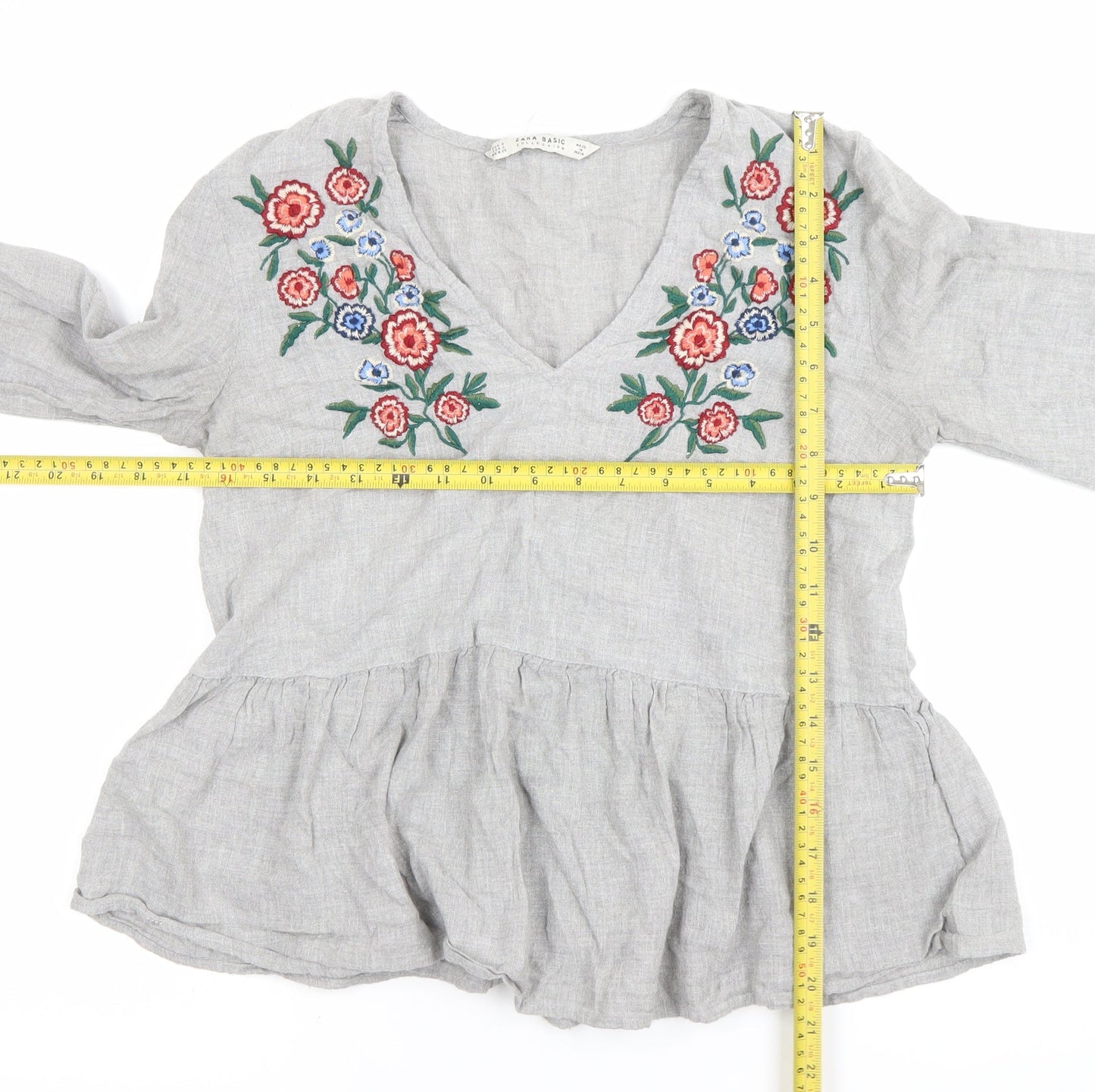 Womens UK Size S Zara Grey Tunic Blouse