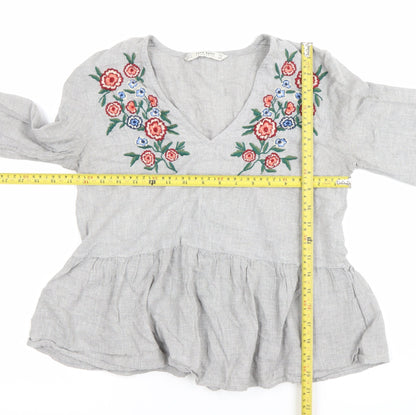 Womens UK Size S Zara Grey Tunic Blouse