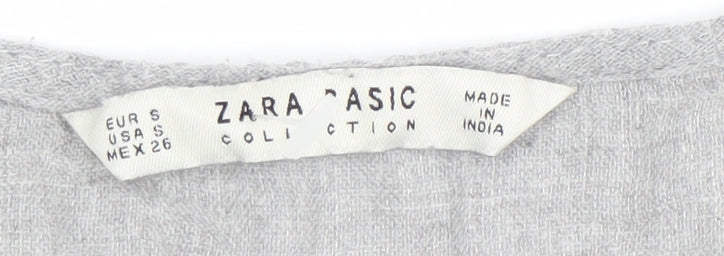 Womens UK Size S Zara Grey Tunic Blouse