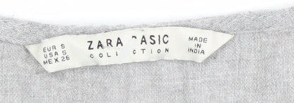 Womens UK Size S Zara Grey Tunic Blouse