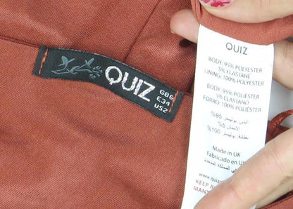 Quiz Women’s Brown One Shoulder Bodycon Ruched Dress Size 8