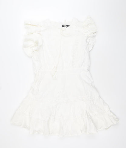 BPD Women’s White Bohemian Sleeveless Short Dress Size M