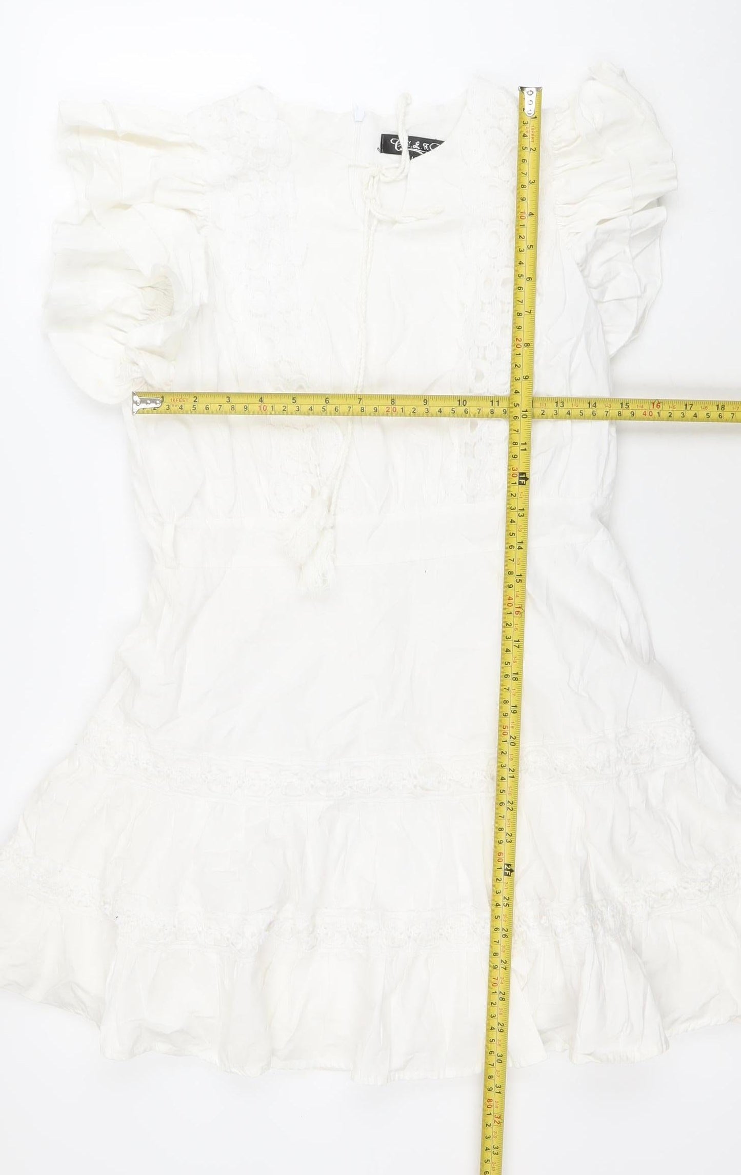 BPD Women’s White Bohemian Sleeveless Short Dress Size M