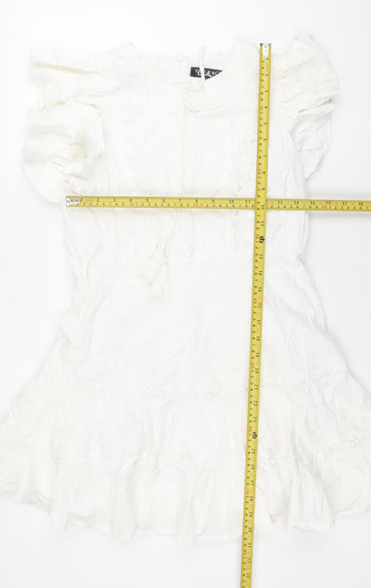 BPD Women’s White Bohemian Sleeveless Short Dress Size M