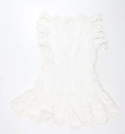 BPD Women’s White Bohemian Sleeveless Short Dress Size M