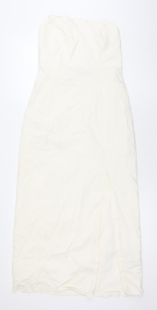 Zara Women’s Ivory Halter Slip Dress Size 10 Long Summer Cocktail