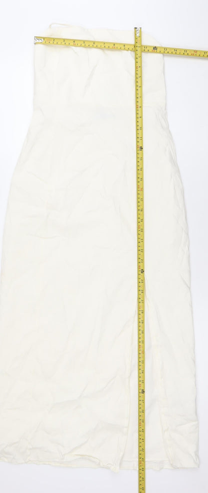 Zara Women’s Ivory Halter Slip Dress Size 10 Long Summer Cocktail
