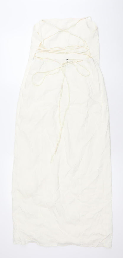 Zara Women’s Ivory Halter Slip Dress Size 10 Long Summer Cocktail